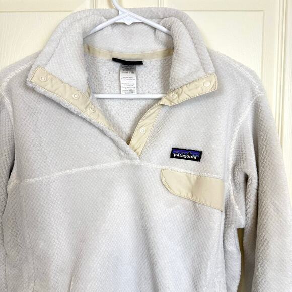 Patagonia Women’s Synchilla Snap-T Fleece Pullover Jacket Off White Quarter Snap - Picture 3 of 4